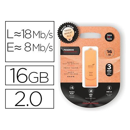 Pen Drive USB Tech One Tech Ecotech Biodegradavel 16 Gb USB 2.0