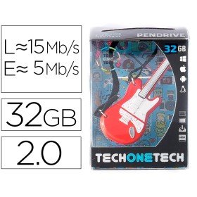 Pen Drive USB Tech One Tech Guitarra Vermelha One 32 Gb