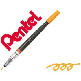 Pincel com Tinta A Base de Agua Pentel Gfl Laranja Ponta de Nylon Portatil com Tampa Recarregavel