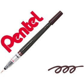 Pincel com Tinta A Base de Agua Pentel Gfl Sepia Ponta de Nylon Portatil com Tampa Recarregavel
