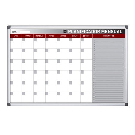 Planning Magnetico Bi-Office Mensal Lacado Moldura em Aluminio 60X45 Cm