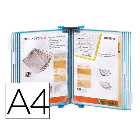 Porta Catalogo de Parede Polipropileno Tarifold com 10 Bolsas Din A4 Cor Azul