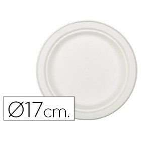Prato de Fibra Natural Nupik Biodegradavel Branco 17 Cm de Diametro Apto Microondas Pack de 50 Unidades
