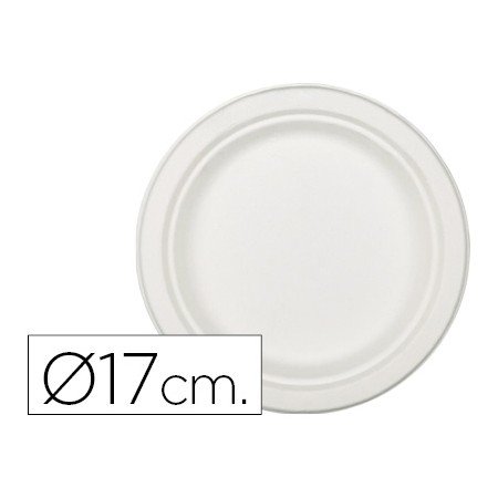 Prato de Fibra Natural Nupik Biodegradavel Branco 17 Cm de Diametro Apto Microondas Pack de 50 Unidades