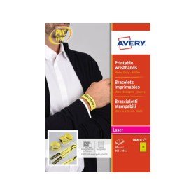 Pulseira Identificativa Avery Polietileno Amarelo Fluorescente Imprimivel Laser 265X18 Mm Pack de 50 Unidades