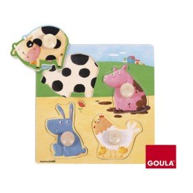 Puzzle Goula Madeira 4 Peças Animais Quinta Cor