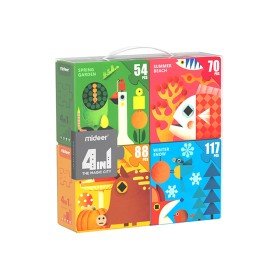 Puzzle Mideer 4 em 1 Estacoes 54/70/88/117 Pecas