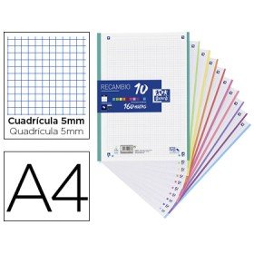 Recambio Color Oxford Din A4 160 Hojas 90 Gr Optik Paper Cuadro 5 Mm 4 Taladros Banda 10 Colores