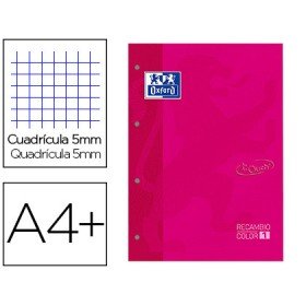 Recarga Color 1 Oxford Din A4+ 80 Folhas 90 Gr Quadricula 5 Mm Capa Suave 4 Furos Fucsia Touch