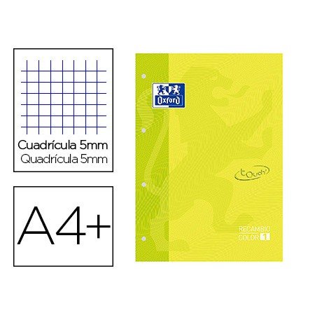 Recarga Color 1 Oxford Din A4+ 80 Folhas 90 Gr Quadricula 5 Mm Capa Suave 4 Furos Lima Touch