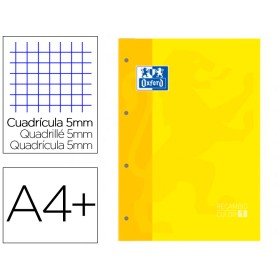 Recarga Cor 1 Oxford Din A4+ 80 Folhas 90 Gr Quadricula 5 Mm 4 Furos Cor Amarelo