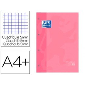 Recarga Cor 1 Oxford Din A4+ 80 Folhas 90 Gr Quadricula 5 Mm 4 Furos Cor Rosa Chiclet