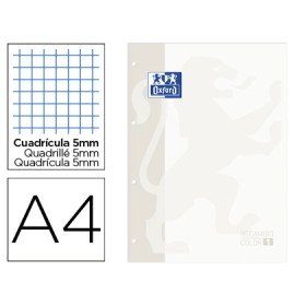 Recarga Cor Oxford Din A4 80 Folhas Quadricula 5 Mm 4 Furos Branco