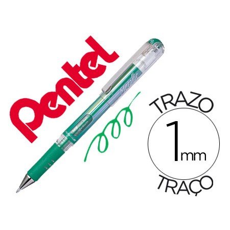 Roller Pentel Hybrid Gel K230M Ponta de 1,0 Mm Cor Verde Metalico