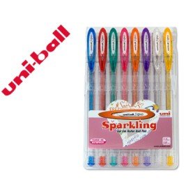 Roller Uni Ball Um-120 Sign0 0,7 Mm Tinta Gel Estojo de 8 Cores com Purpurina