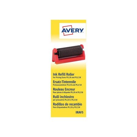 Rolo Entintador Avery Para Etiquetadora Pl1/8 E Pl2/18 Cor Preta Caixa de 5 Unidades