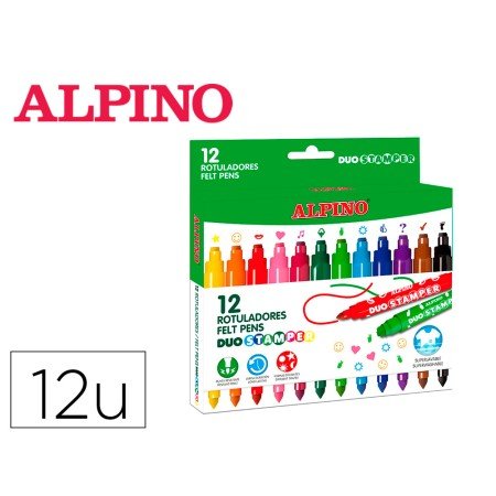 Rotulador Alpino Stamper Duo Caja de 12 Unidades Colores Surtidos