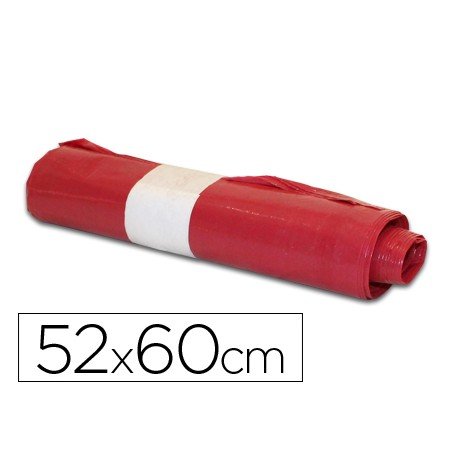Saco de Lixo Domestico Vermelha 52X60Cm Galga 70 Rolo de 20 Unidades