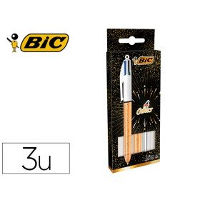 Set Oferta Bic 50 Aniversario 2 Quatro Cores Ouro Mate + 1 Shine Prata