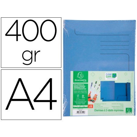 Subpasta Cartolina Exacompta Clean Safe Din A4 Con 2 Abas Azul 400 Gr Pack de 5 Unidades