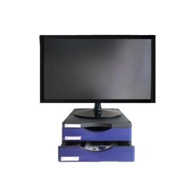 Suporte Archivo 2000 Para Monitor Poliester 100% Rec. com Duas Gavetas Ate 10 Kg Cor Preto/Azul 360X300X145 Mm