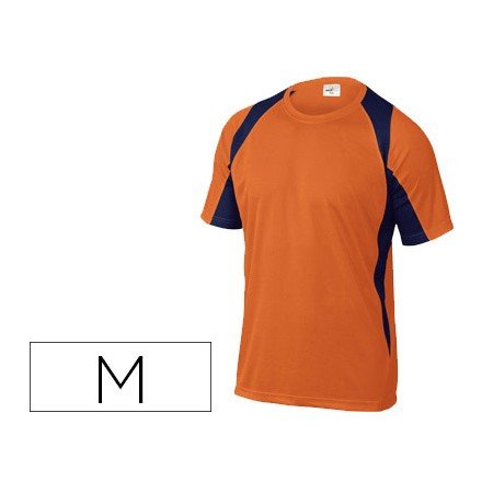 T-Shirt Deltaplus Poliester Manga Curta Colarinho Redondo Tratamento Secagem Rapida Cor Laranja-Marinho Formato M