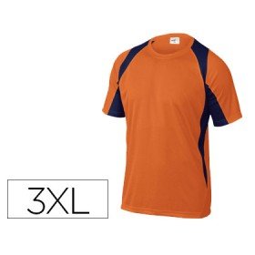 T-Shirt Deltaplus Poliester Manga Curta Colarinho Redondo Tratamento Secagem Rapida Cor Laranja-Marinho Formato Xxxl