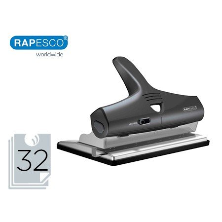 Taladror Rapesco Alu 95 Negro Ajustable 2, 3 Y 4 Taladros Capacidad 32 Hojas