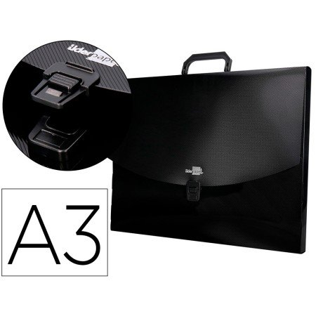 Pasta Porta Documentos com Asa, Din A3 Preto Opaco