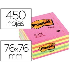 Bloco de Notas Adesivas Post-It 76X76 Mm Cubo Cor Rosa Neon 450 Folhas