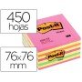 Bloco de Notas Adesivas Post-It 76X76 Mm Cubo Cor Rosa Neon 450 Folhas