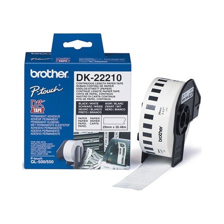 Etiquetas Continuas Brother Dk22210 Branco 29Mm x 30,48M Papel Termico