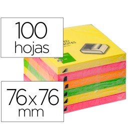 Bloco de Notas Adesivas Q-Connect 76X76 Mm Cores Neon Sortidas Zig-Zag