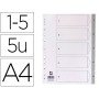Separador Numerico Q-Connect Plastico 1-5 Conjunto de 5 Separadores Din A4 Multiperfurados