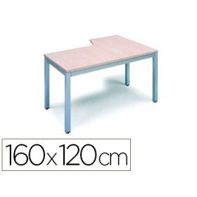 Ala Para Mesa Rocada Serie Executive 160X120 Cm Esquerda Acabamento Ad01 Aluminio/Faia