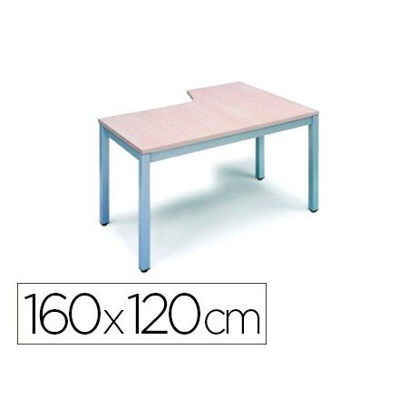 Ala Para Mesa Rocada Serie Executive 160X120 Cm Esquerda Acabamento Ad04 Aluminio/Branco