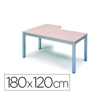 Ala Para Mesa Rocada Serie Executive 180X120 Cm Direita Acabamento Ad04 Aluminio/Branco