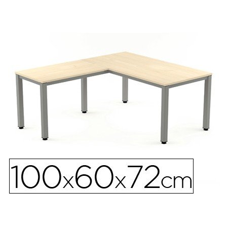 Ala Para Mesa Rocada Serie Executive 60X 100 Cm Direita Ou Esquerda Acabamento Ad01 Aluminio/ Faia