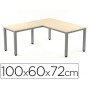 Ala Para Mesa Rocada Serie Executive 60X 100 Cm Direita Ou Esquerda Acabamento Ad01 Aluminio/ Faia