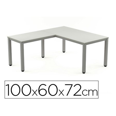Ala Para Mesa Rocada Serie Executive 60X 100 Cm Direita Ou Esquerda Acabamento Ad02 Aluminio/ Cinza