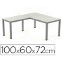 Ala Para Mesa Rocada Serie Executive 60X 100 Cm Direita Ou Esquerda Acabamento Ad02 Aluminio/ Cinza