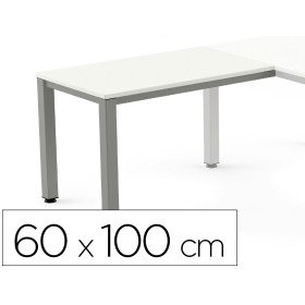 Ala Para Mesa Rocada Serie Executive 60X100 Cm Direita Ou Esquerda Acabamento Ad04 Aluminio/Branco
