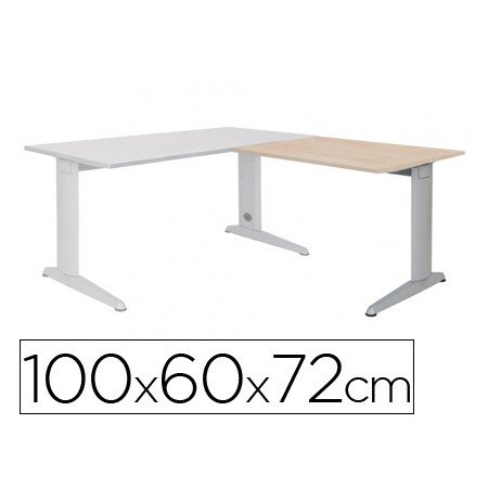 Ala Para Mesa Rocada Serie Metal 60X 100 Cm Direita Ou Esquerda Acabamento Ac01 Aluminio/ Faia