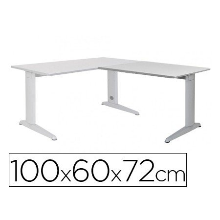 Ala Para Mesa Rocada Serie Metal 60X 100 Cm Direita Ou Esquerda Acabamento Ac02 Aluminio/ Cinza