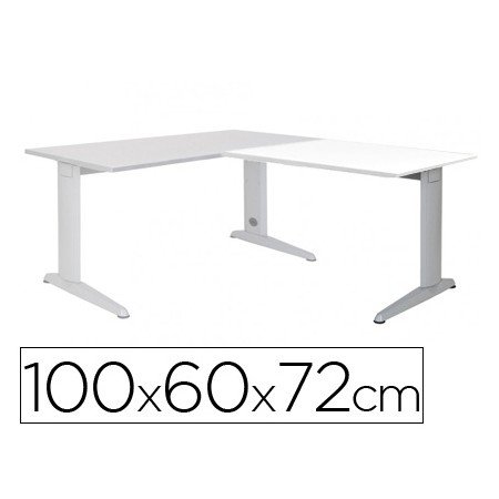 Ala Para Mesa Rocada Serie Metal 60X 100 Cm Direita Ou Esquerda Acabamento Ac04 Aluminio/ Branco