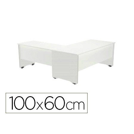 Ala Para Mesa Rocada Serie Work 100X60 Cm Direita Ou Esquerda Acabamento Aw04 Branco/Branco