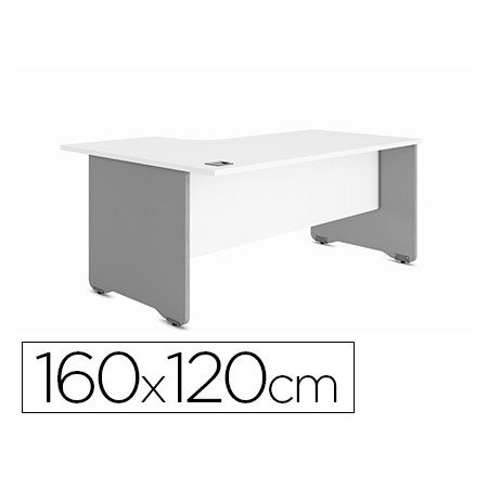 Ala Para Mesa Rocada Serie Work 160X120 Cm Esquerda Acabamento Ab04 Aluminio/Branco