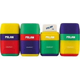 Apara Lapis Milan Plastico 2 Usos com Borracha Compact Mix