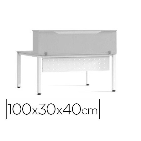 Apoio de Secretaria Rocada Valido Para Mesas Work Metal Executive 100X30X40 Cm Acabamento An02 Cinza/Cinza