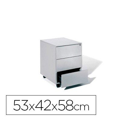 Armario Metalica Rocada com Tres Gavetas Serie Store 53X42X58 Cm Acabamento Ac00 Cinza/Cinza